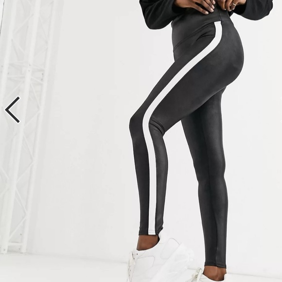 NWT SPANX 3X Faux Leather Leggings for Women Tummy Control with Side Stripe - Picture 4 of 4